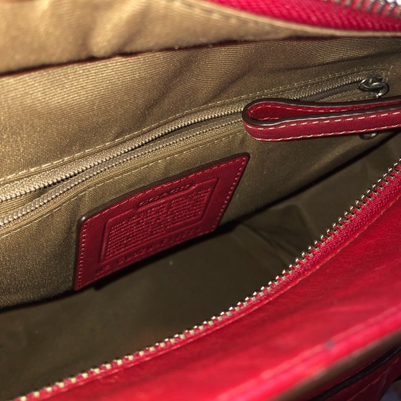 COACH Hampton Red Leather Gallery Tote Shoulder Bag Vintage RARE - Picture 5 of 9